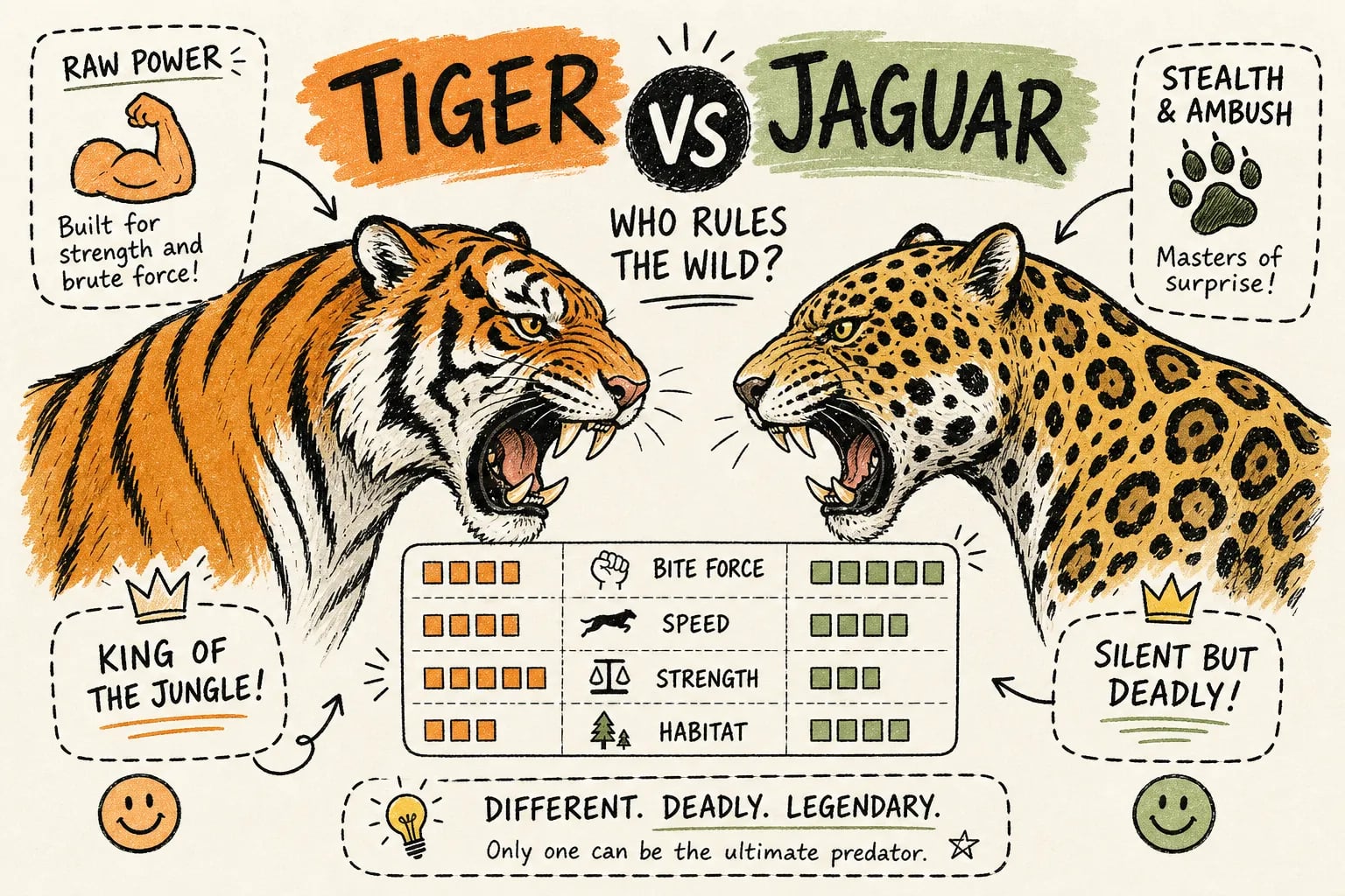 Tiger vs Jaguar: The World’s Most Powerful Big Cats